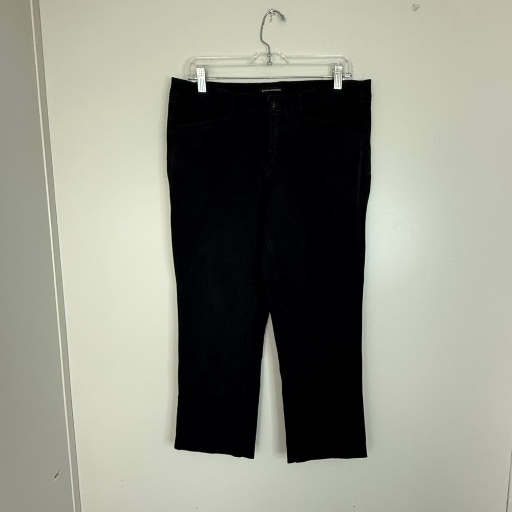 Banana Republic Pants Womens 10 Black Straight Leg Stretch Cotton Blend Trousers - Picture 2 of 8